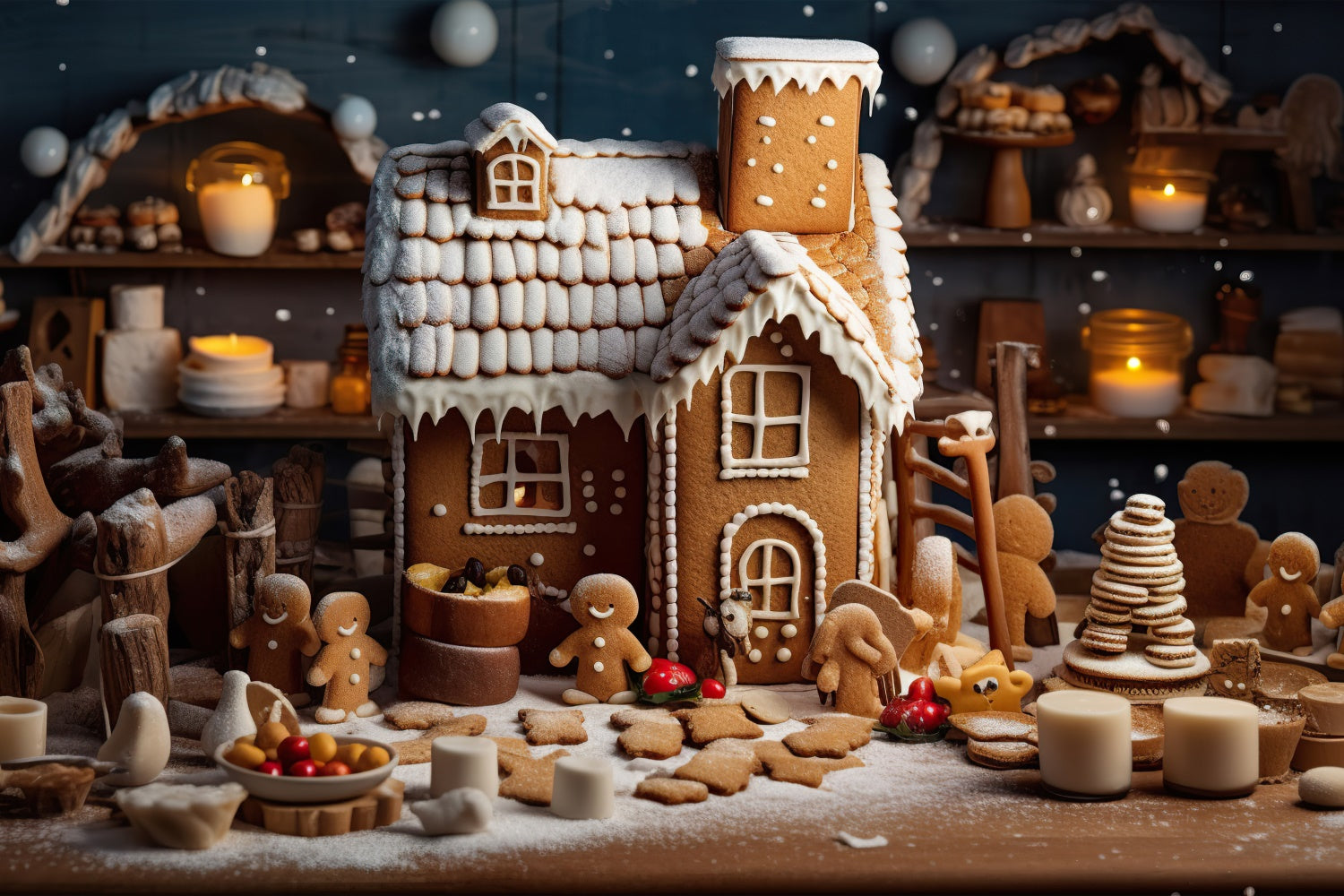 Toile de Fond Cuisine en Pain d'Épices de Noël BRP8-123
