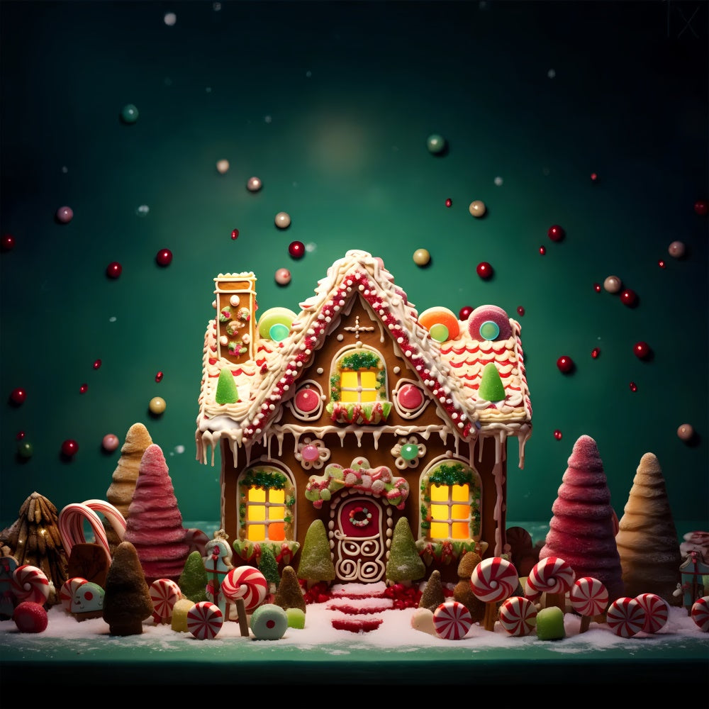 Toile de Fond Maison du Pays des Bonbons de Noël BRP8-125