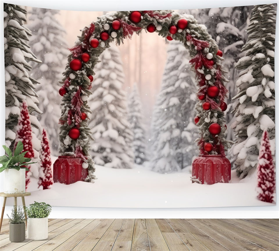 Toile de Fond Sentier Magique avec Arche Enneigée de Noël BRP8-127