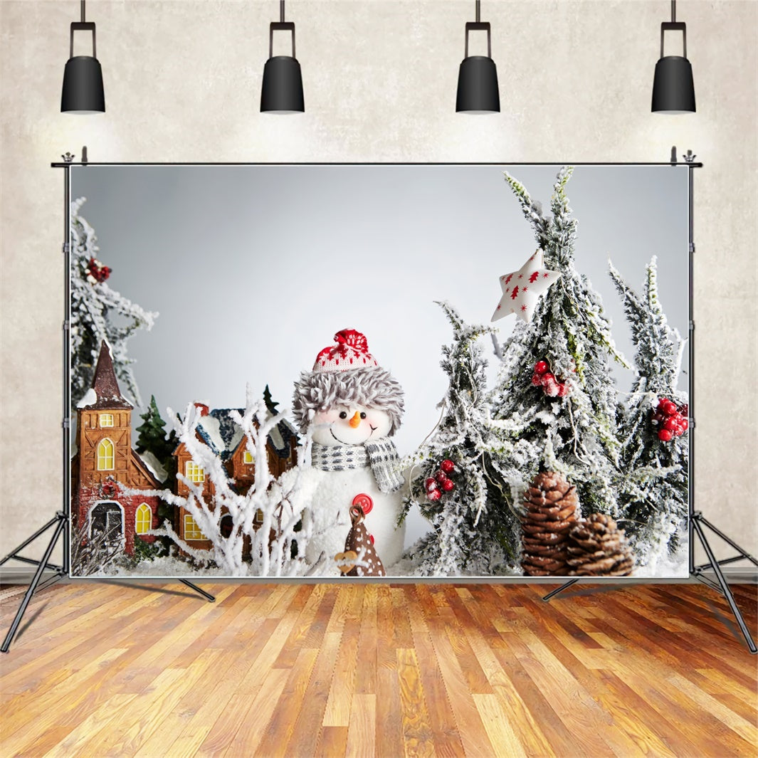 Toile de Fond Bonhomme de Neige dans la Forêt Enneigée de Noël BRP8-130