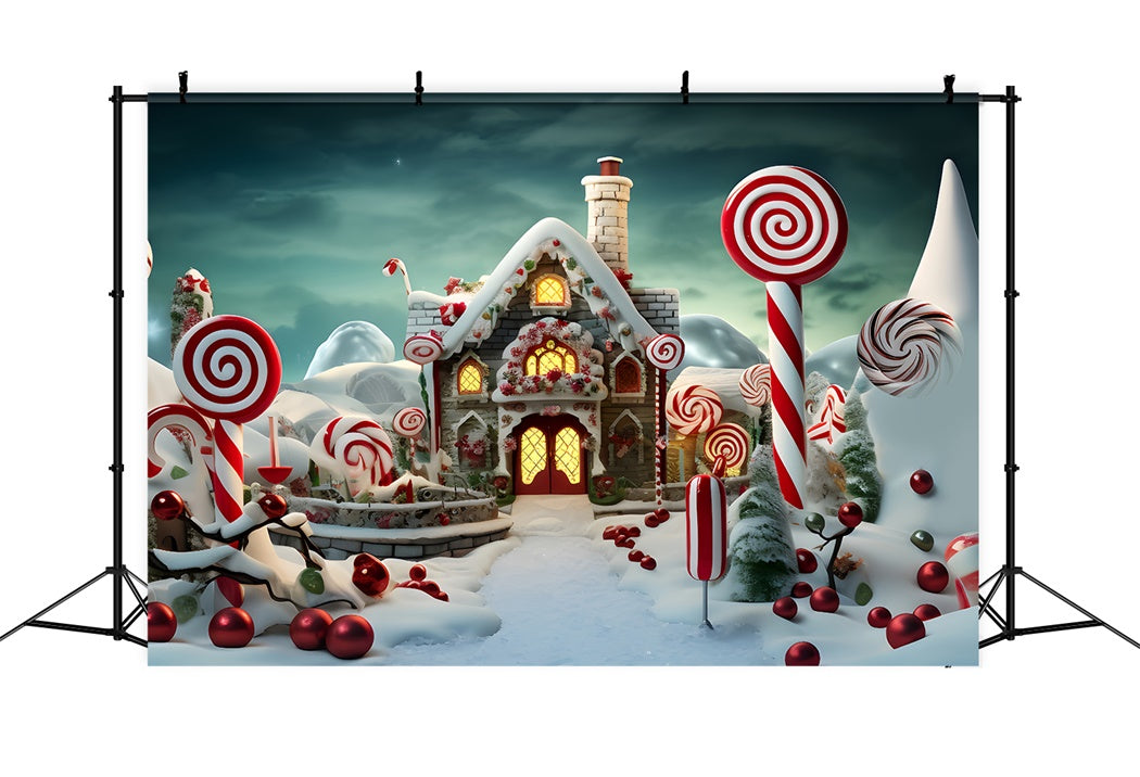 Toile de Fond Maison de Rêve en Pain d'Épices de Noël BRP8-133