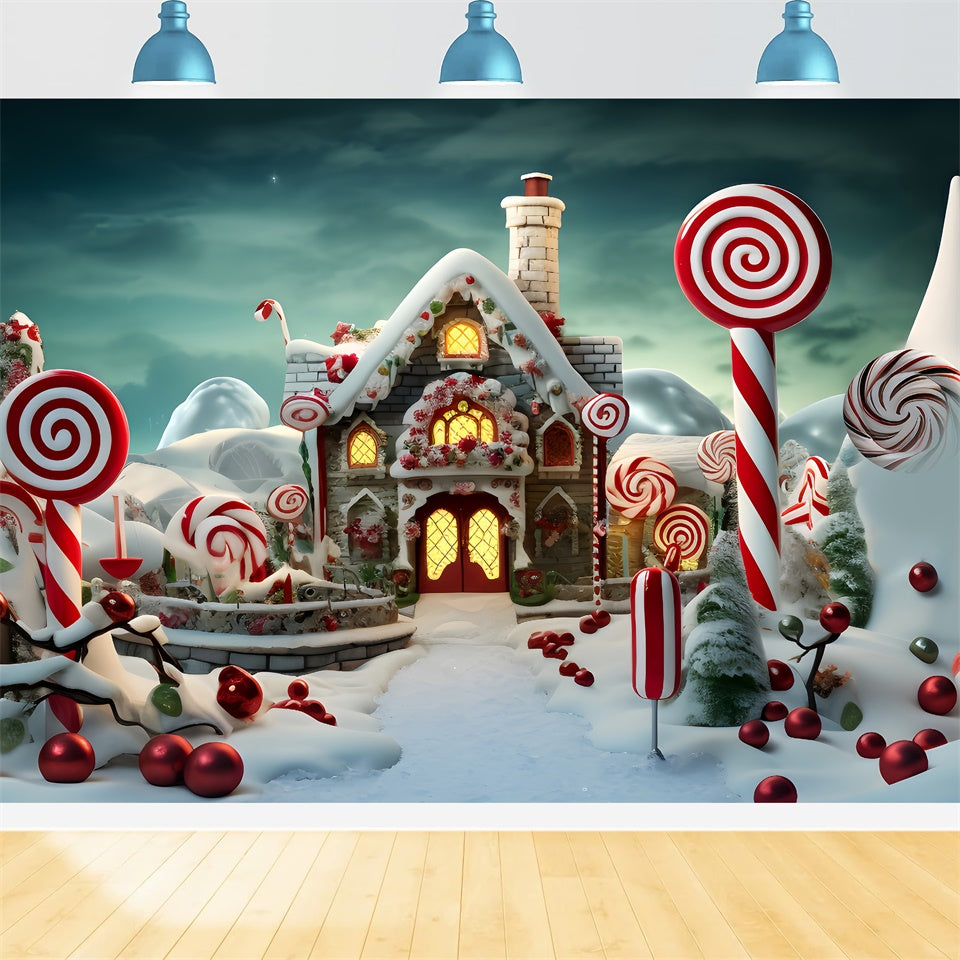 Toile de Fond Maison de Rêve en Pain d'Épices de Noël BRP8-133