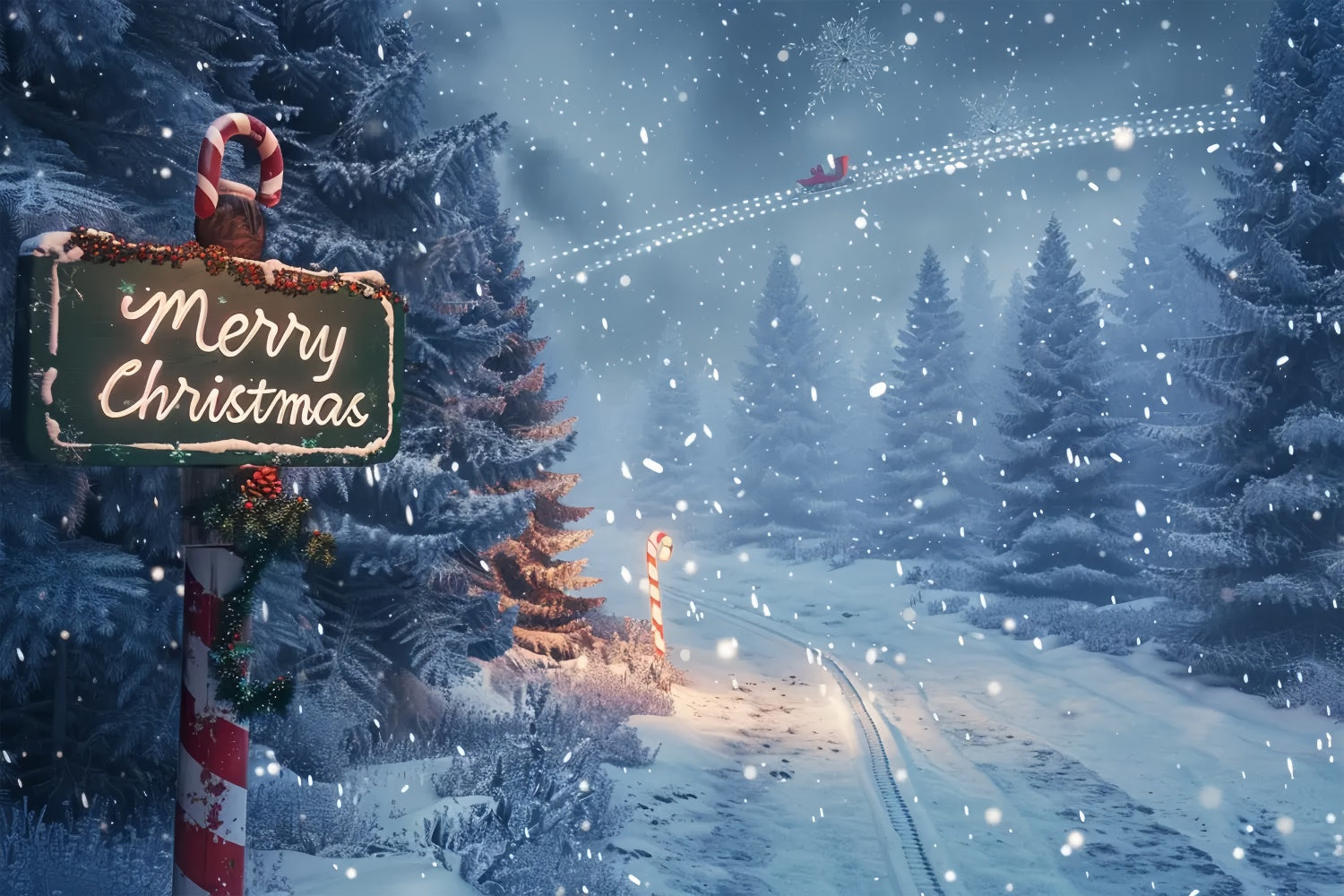 Toile de fond de Sentier Enchanté de Forêt de Noël BRP8-15