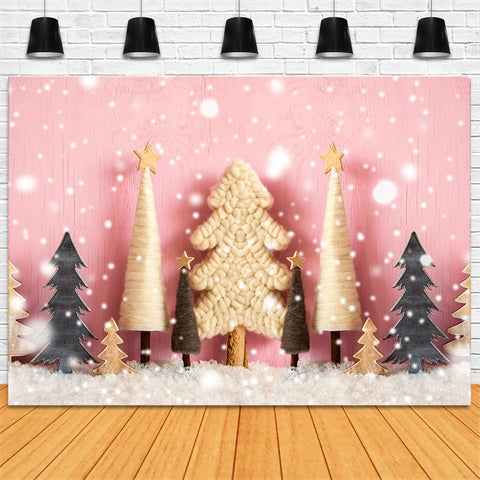 Toile de Fond Arbre de Noël Rose sous la Neige BRP8-154