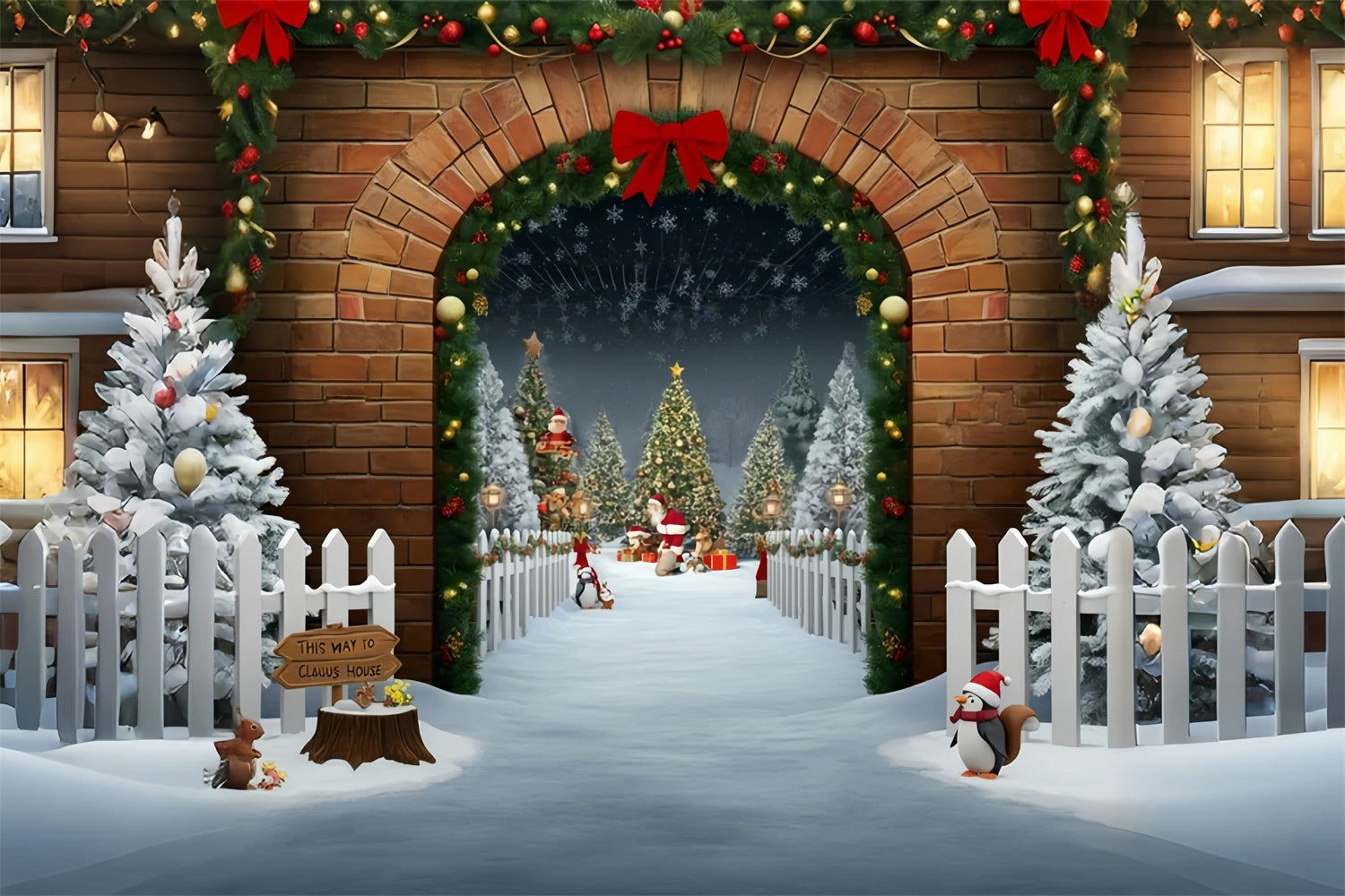 Toile de Fond Portail du Village du Père Noël BRP8-161