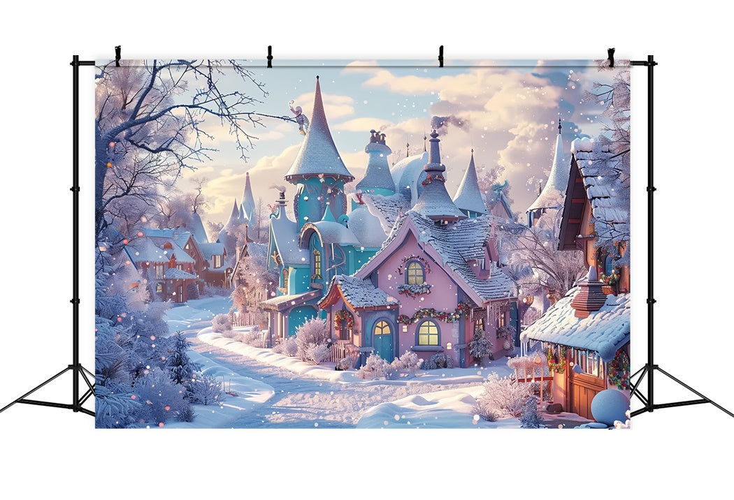 Toile de fond de Village Merveilleux Enneigé de Noël BRP8-18