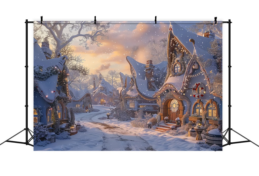 Toile de fond de Rue de Cottages Enchantés de Noël BRP8-19