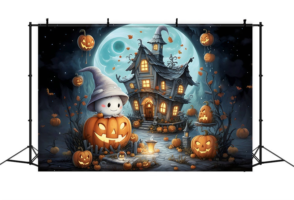 Toile de fond Fantôme doux et mignon cottage Halloween BRP8-209