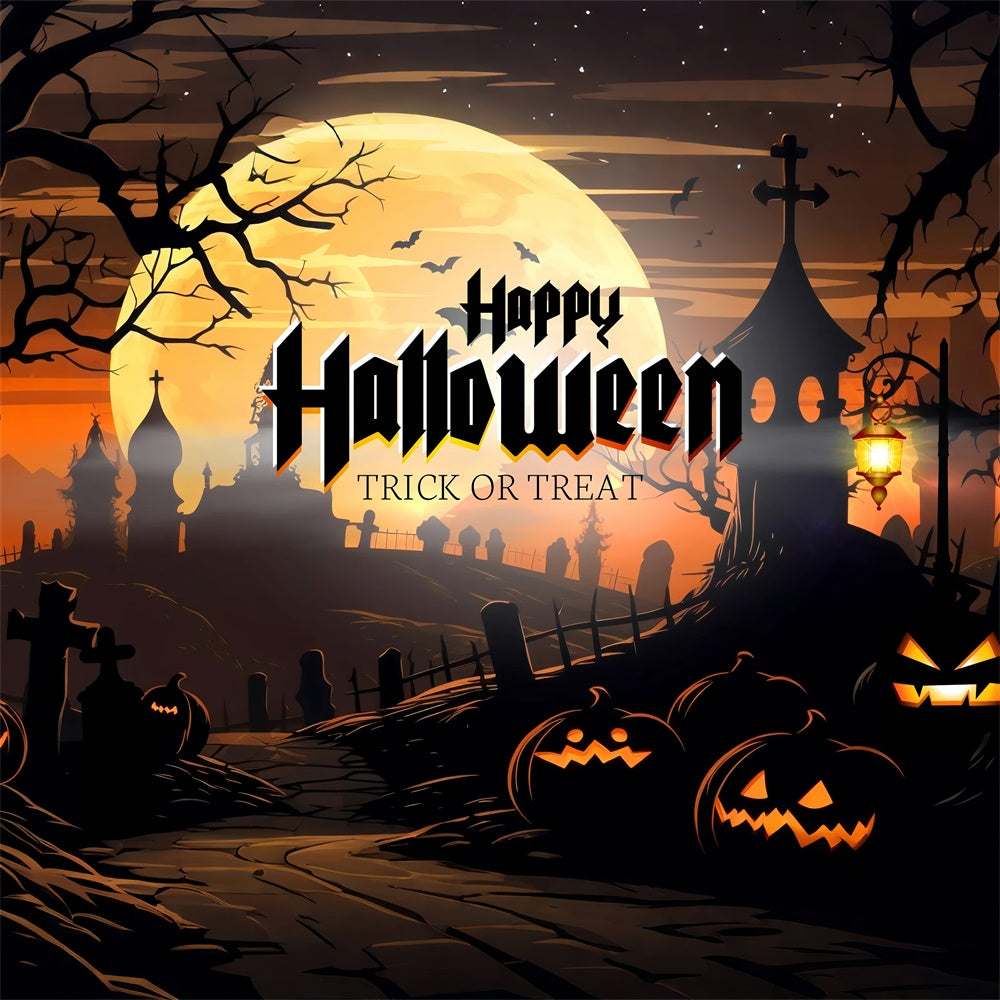 Toile de fond Joyeux Halloween et Cimetière trick or treat BRP8-229