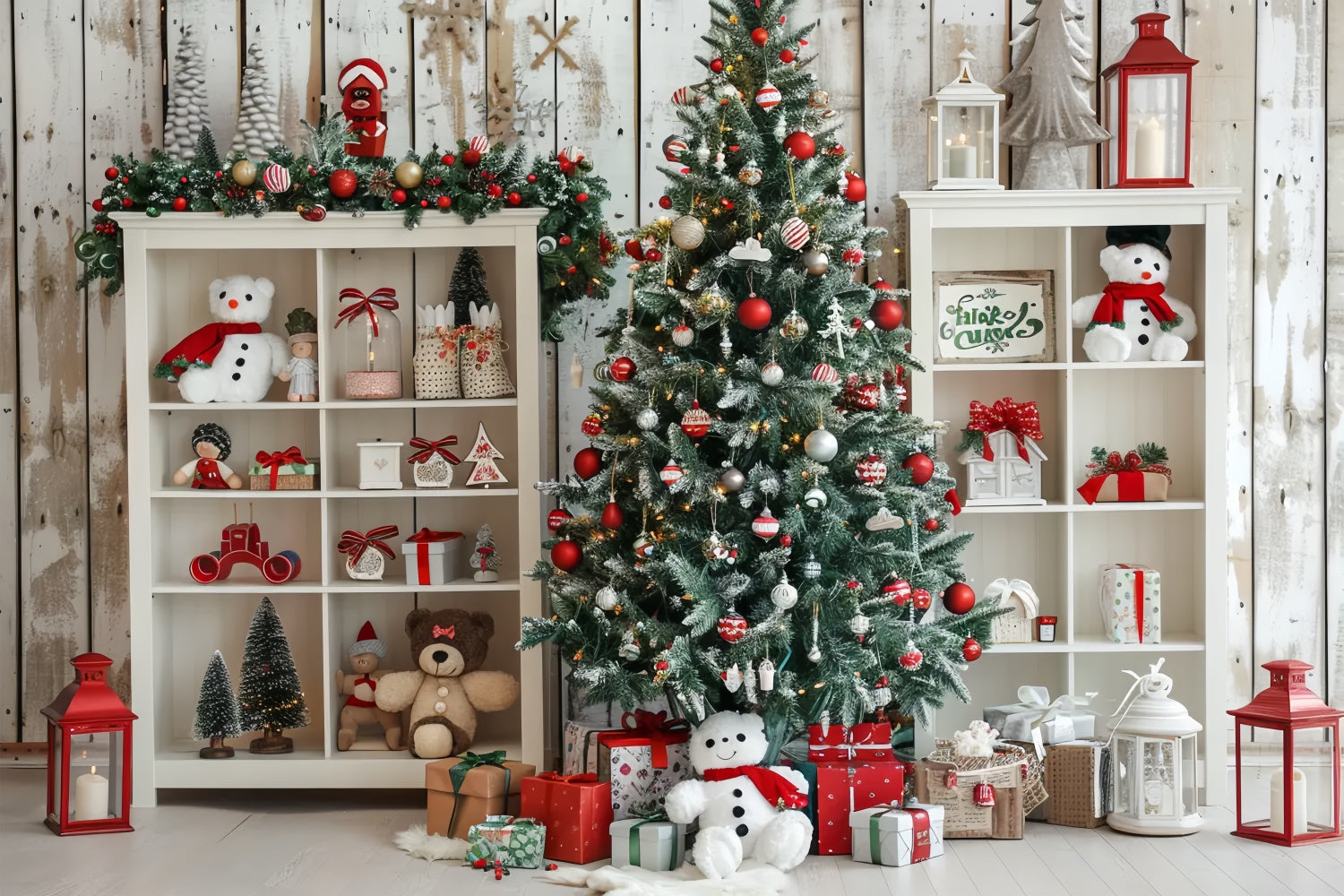 Toile de fond d'Étagère à Jouets des Fêtes de Noël BRP8-24