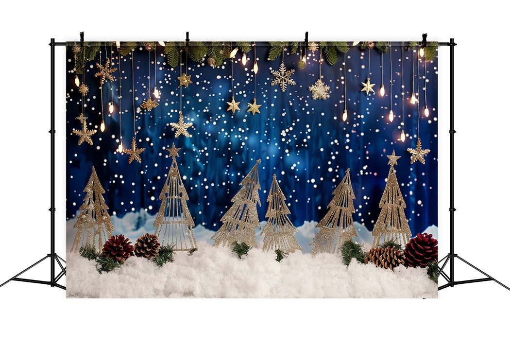 Toile de fond de Rêve de Flocons d'Or de Noël BRP8-27