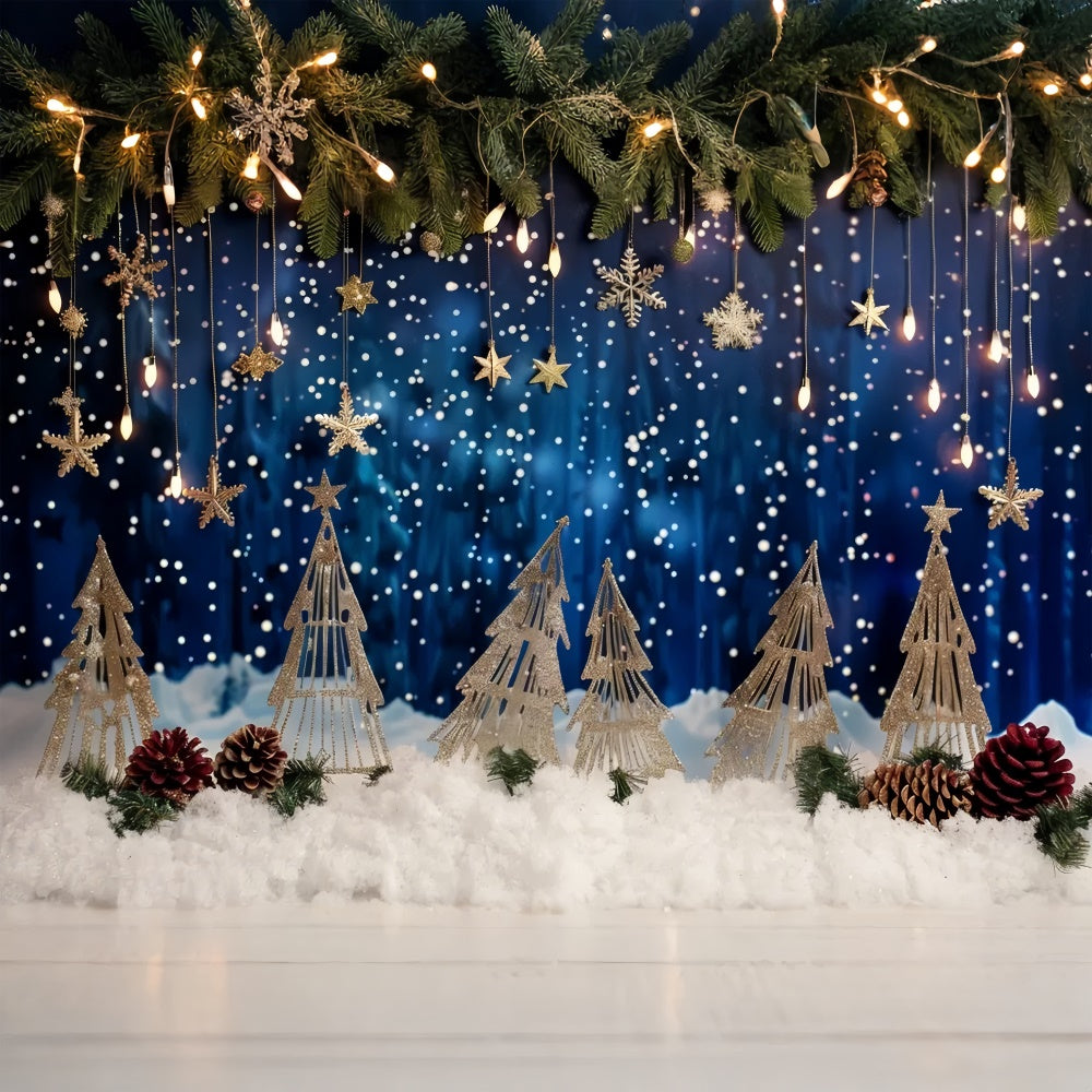 Toile de fond de Rêve de Flocons d'Or de Noël BRP8-27