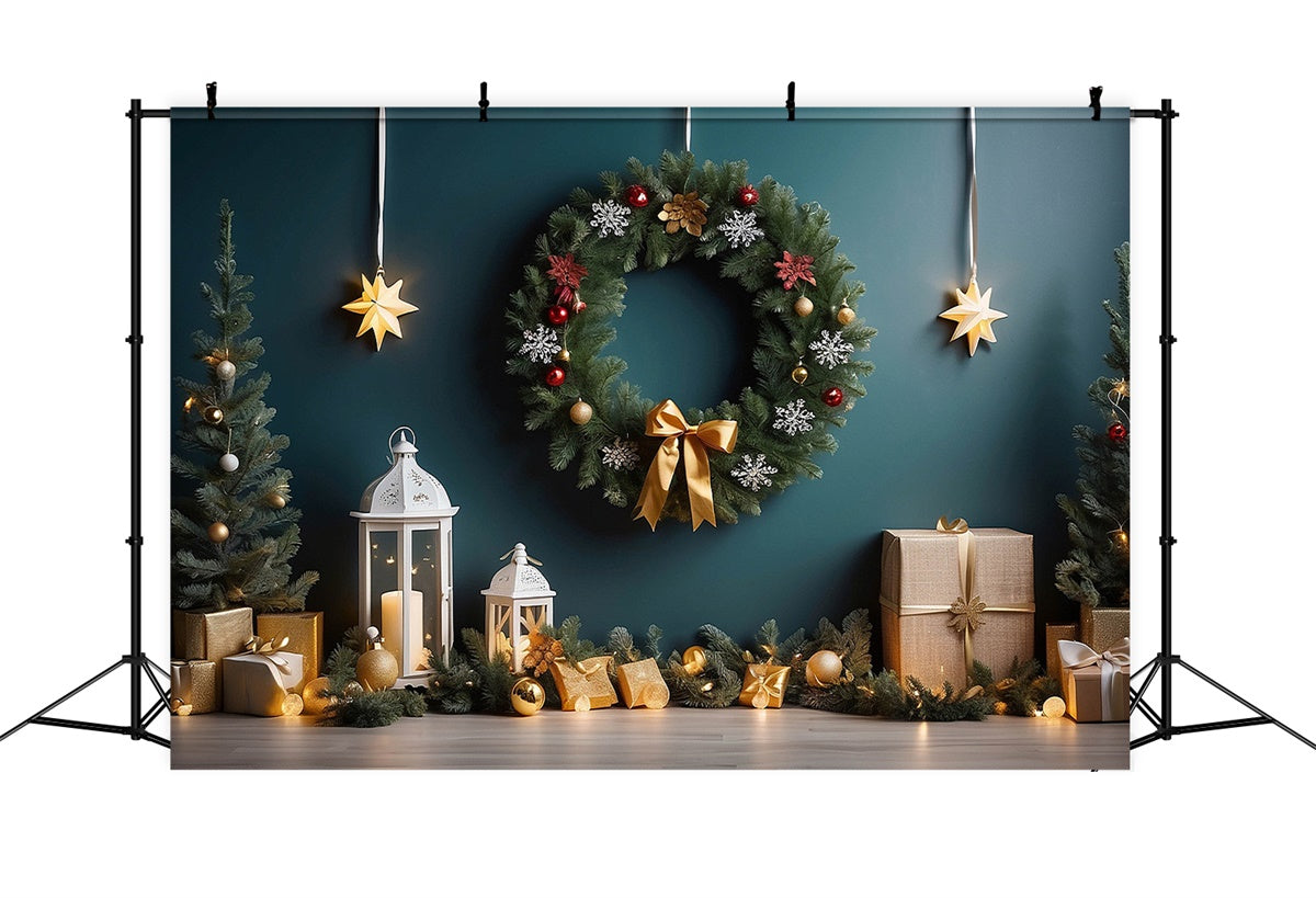 Toile de fond Lanternes de Noël avec couronne festive BRP8-295