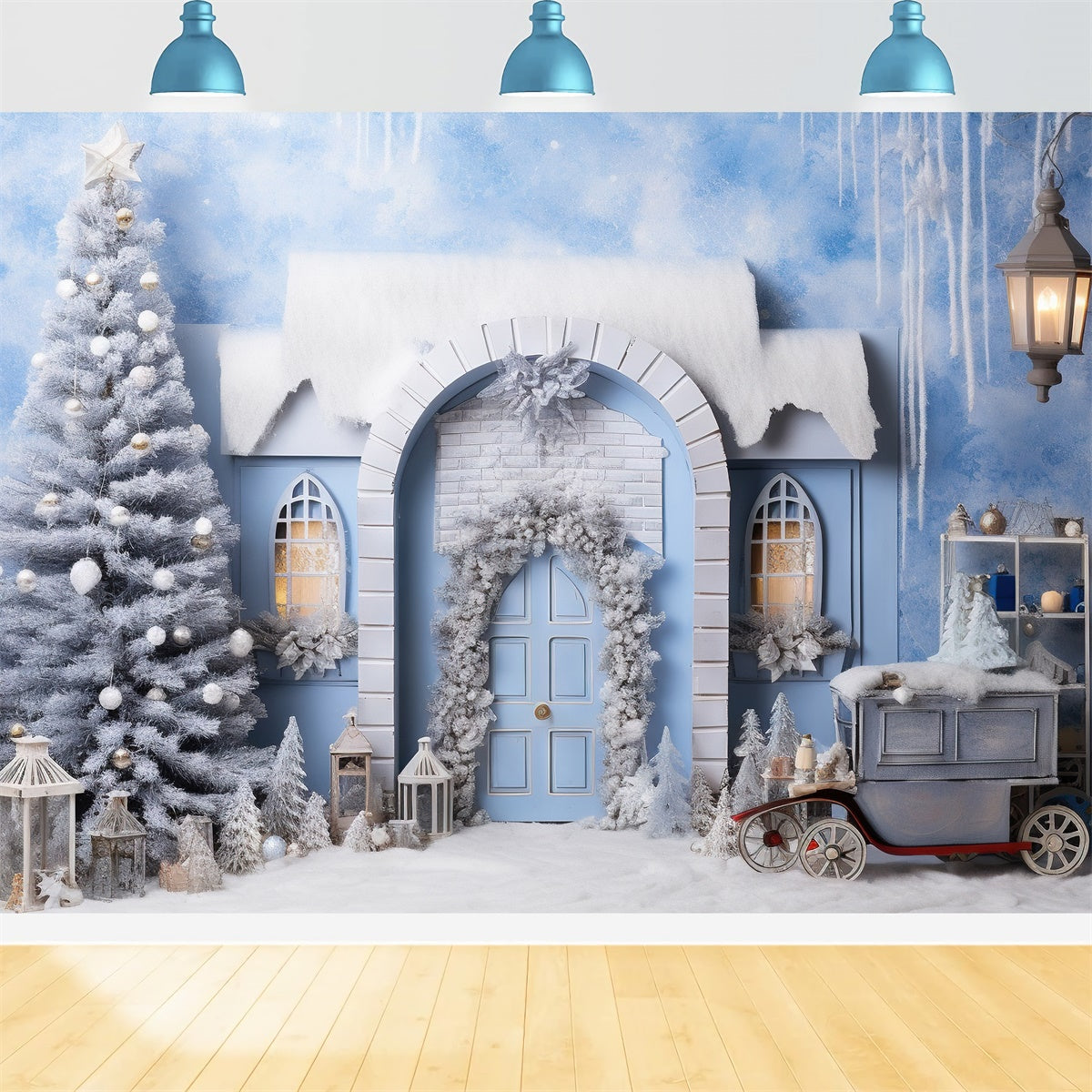 Toile de fond Cottage de vacances enneigé pour Noël BRP8-297