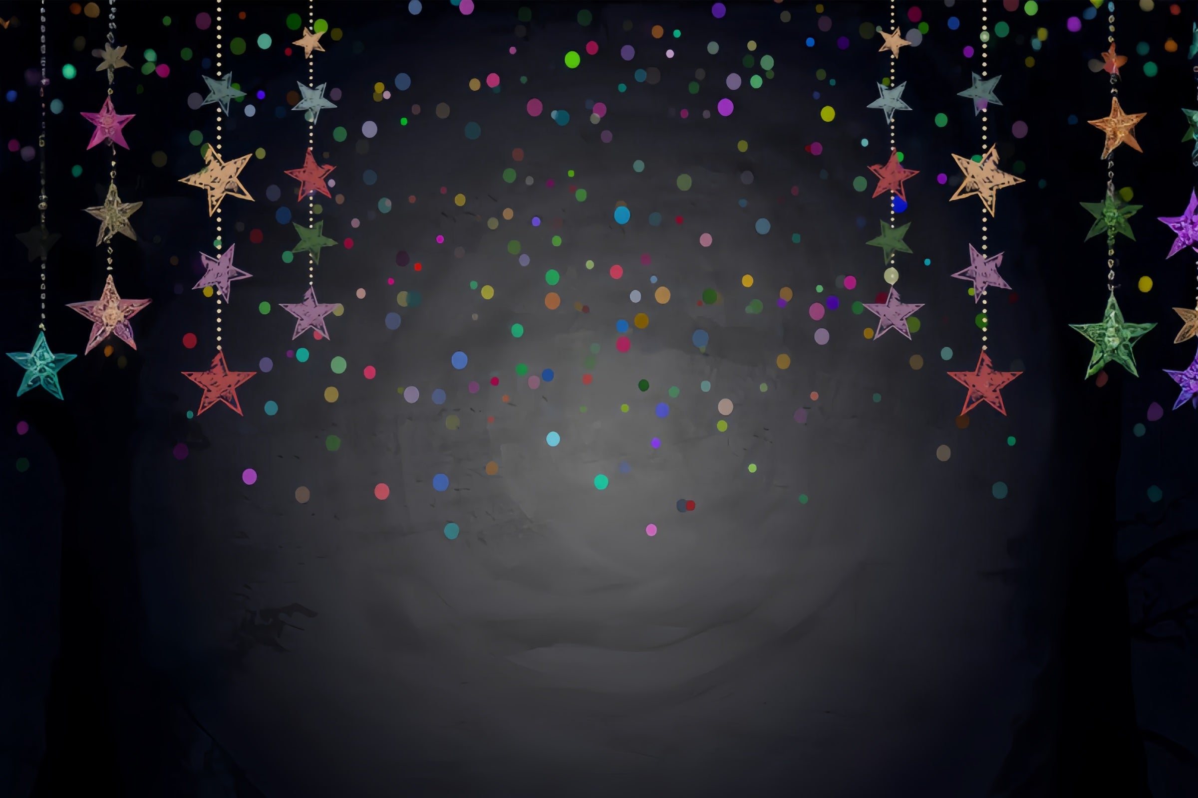 Toile de fond Ciel de minuit avec étoiles colorées pour Noël BRP8-299