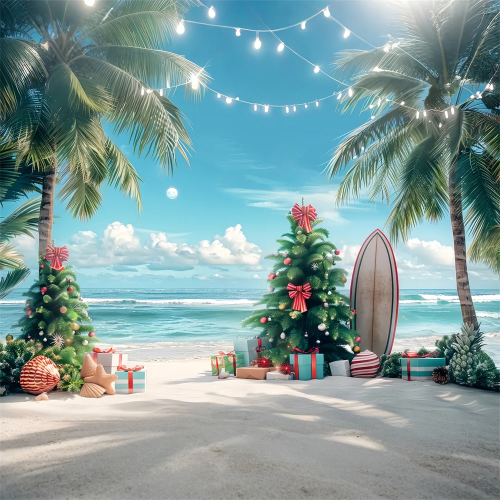 Toile de fond de Noël Tropicale sur la Plage BRP8-2