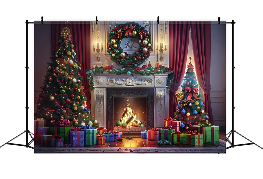 Toile de fond de Foyer avec Cadeaux de Noël BRP8-30