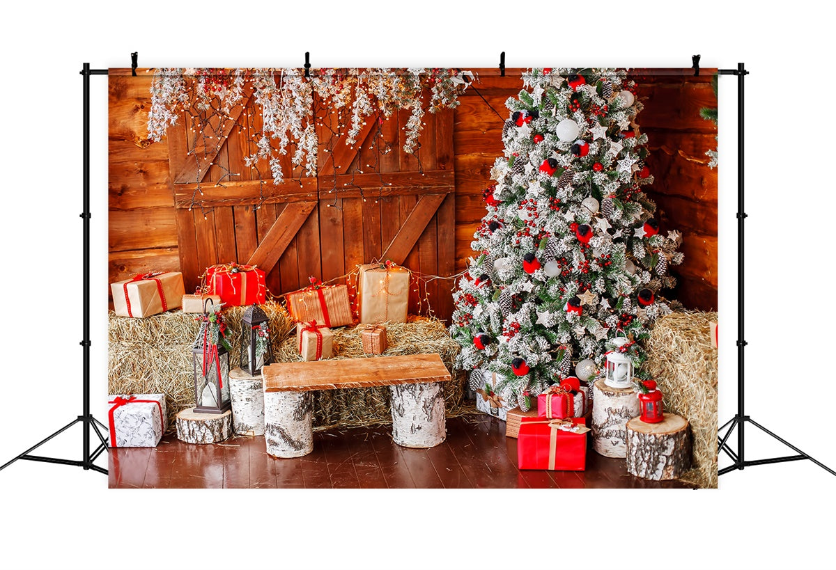 Toile de fond Ballots de paille festifs avec cadeaux de Noël BRP8-308