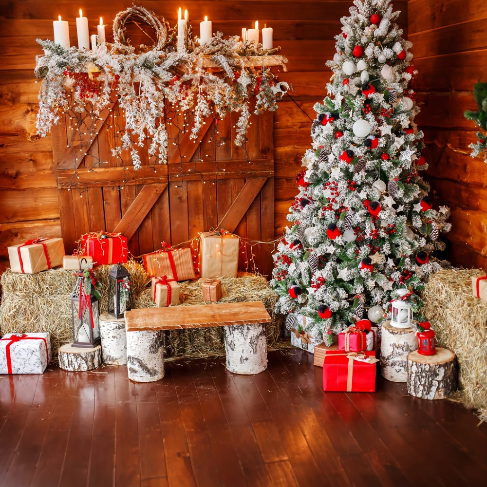 Toile de fond Ballots de paille festifs avec cadeaux de Noël BRP8-308