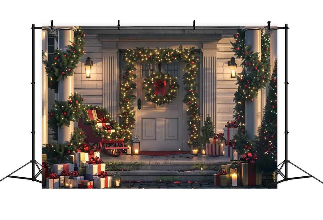 Toile de fond de Porche Confortable des Fêtes de Noël BRP8-31