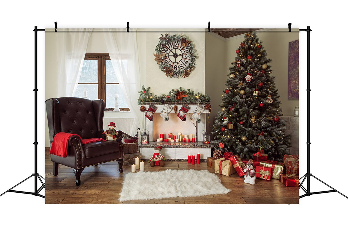 Toile de fond Sapin de Noël classique avec fauteuil douillet BRP8-310
