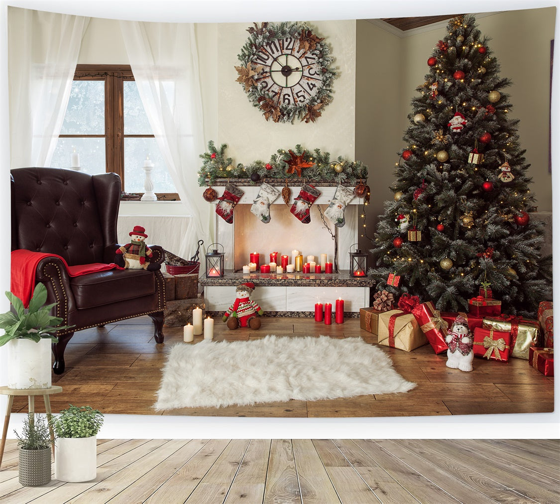 Toile de fond Sapin de Noël classique avec fauteuil douillet BRP8-310