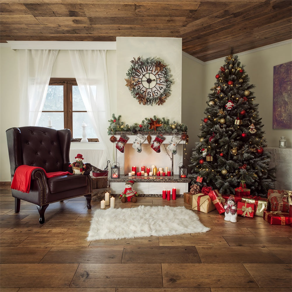 Toile de fond Sapin de Noël classique avec fauteuil douillet BRP8-310