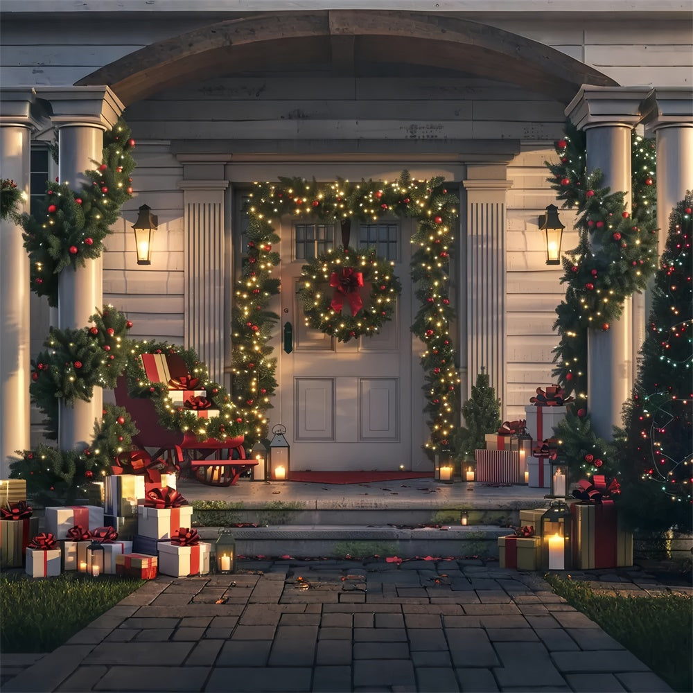 Toile de fond de Porche Confortable des Fêtes de Noël BRP8-31