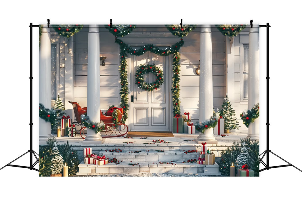 Toile de fond de Décor Classique de Porche de Noël BRP8-32
