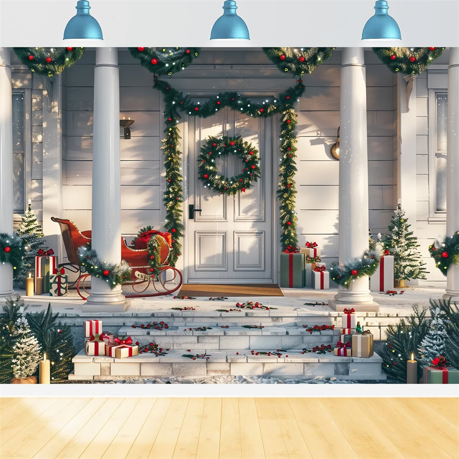 Toile de fond de Décor Classique de Porche de Noël BRP8-32