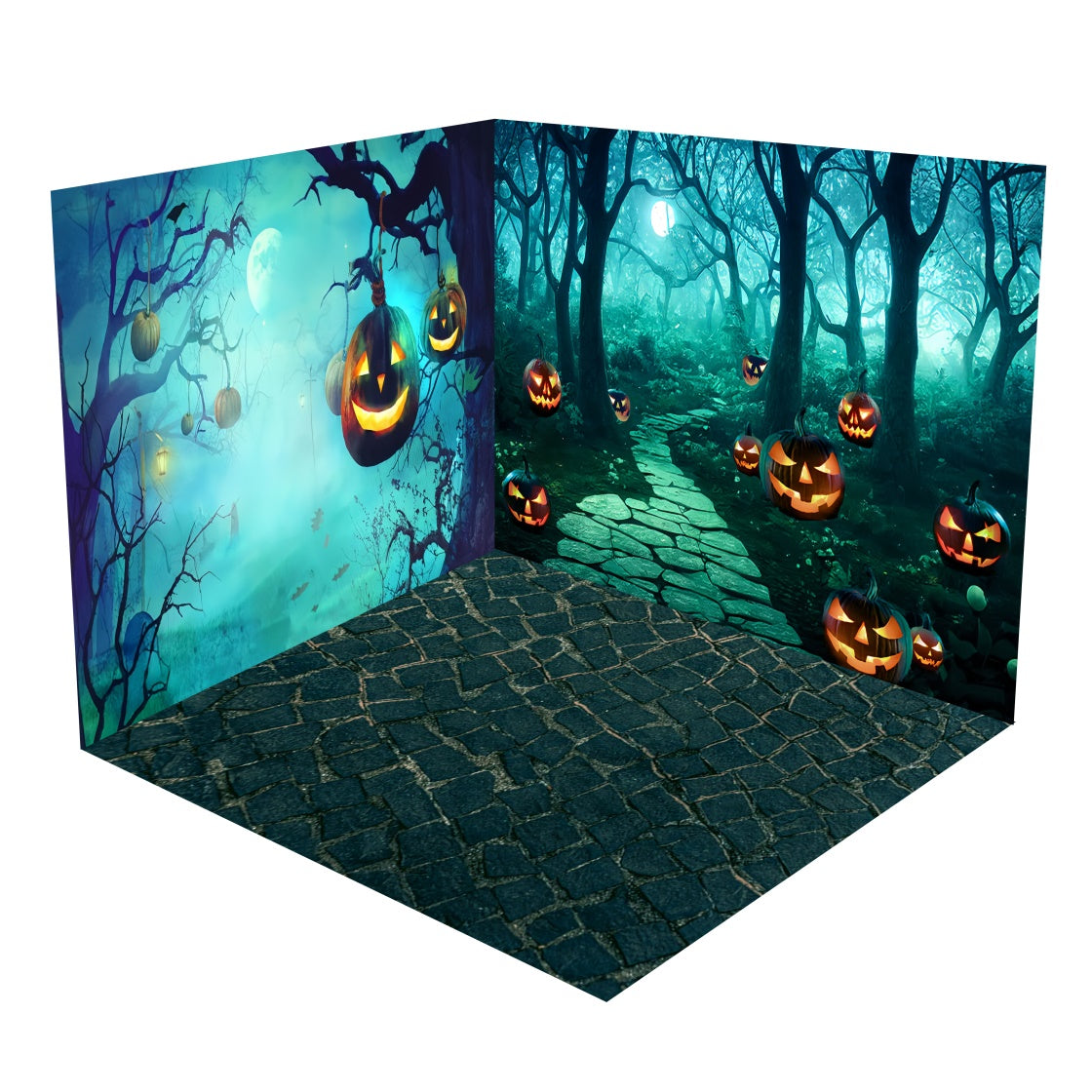 Ensemble de Salle Nuit Halloween Sentier de Citrouilles Arbres Effrayants BRP8-365