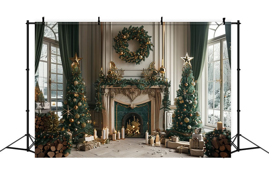 Toile de Fond Célébration Chaleureuse au Coin du Feu de Noël BRP8-37