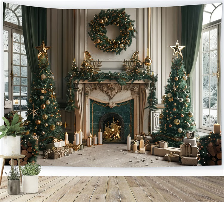 Toile de Fond Célébration Chaleureuse au Coin du Feu de Noël BRP8-37