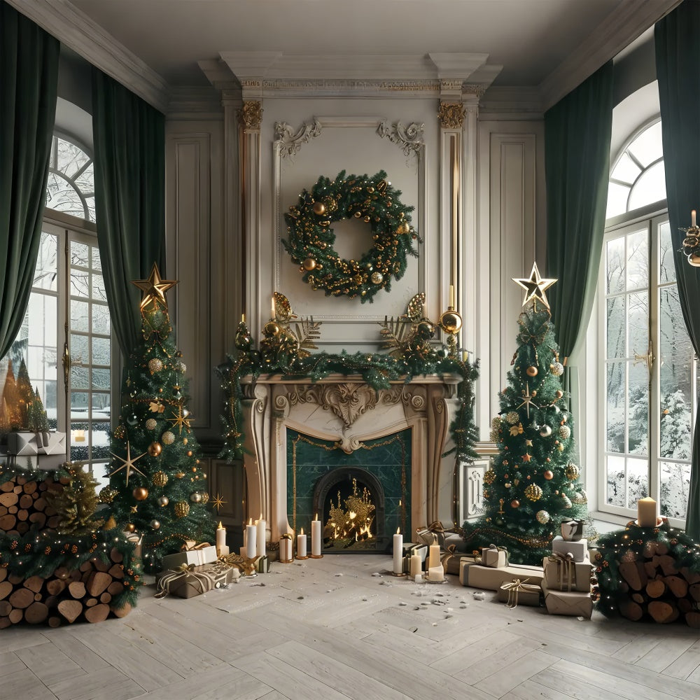 Toile de Fond Célébration Chaleureuse au Coin du Feu de Noël BRP8-37