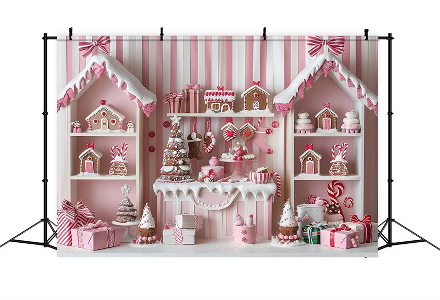 Toile de Fond Cottage en Pain d'Épices Rose de Noël BRP8-41