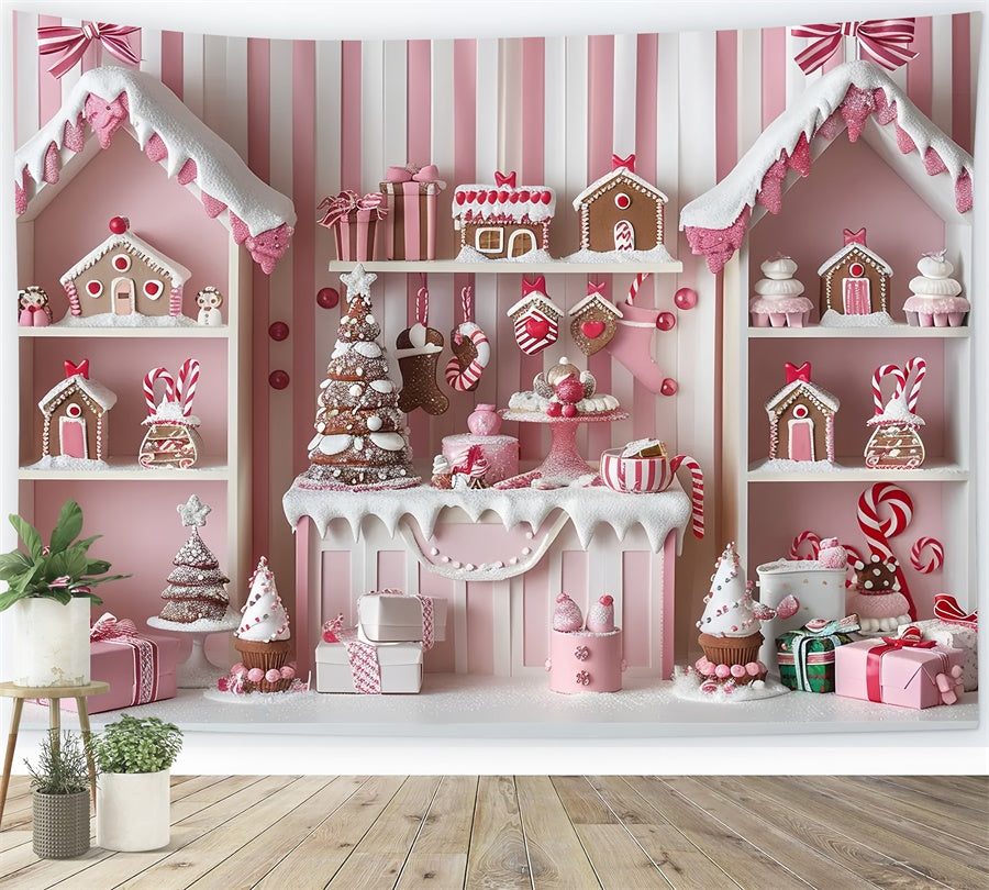 Toile de Fond Cottage en Pain d'Épices Rose de Noël BRP8-41