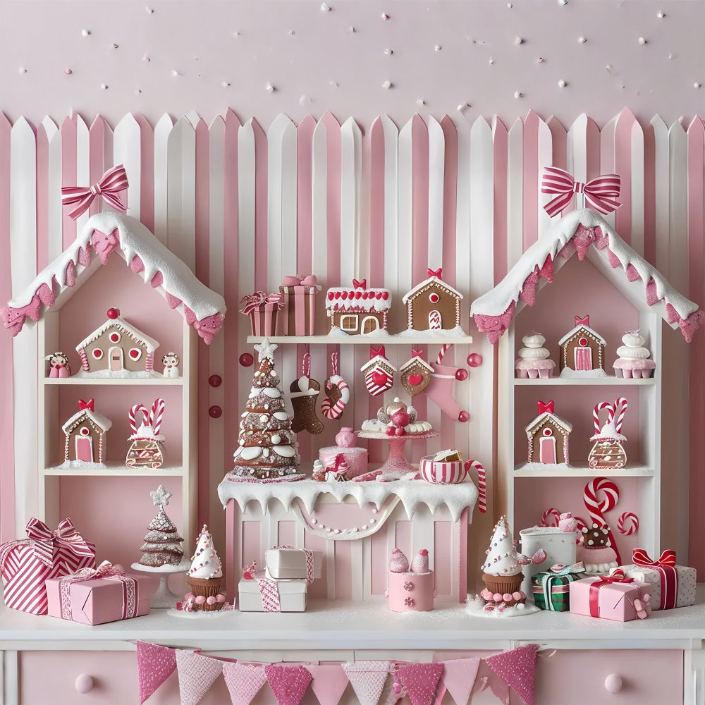 Toile de Fond Cottage en Pain d'Épices Rose de Noël BRP8-41