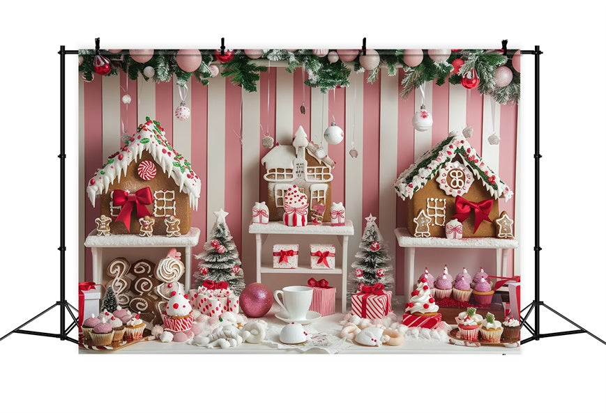 Toile de Fond Pays des Merveilles en Bonbons Roses de Noël BRP8-42