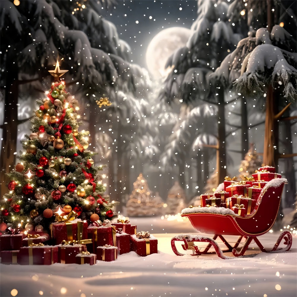Toile de Fond Traîneau dans le Pays des Merveilles Hivernal de Noël BRP8-49