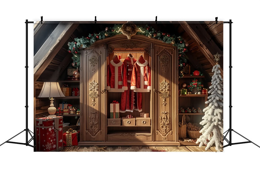 Toile de Fond Arbre de Noël et Garde-Robe du Père Noël BRP8-53