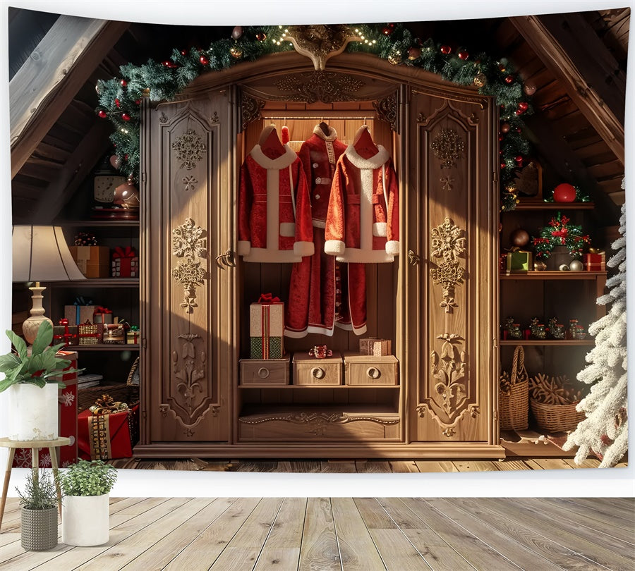 Toile de Fond Arbre de Noël et Garde-Robe du Père Noël BRP8-53