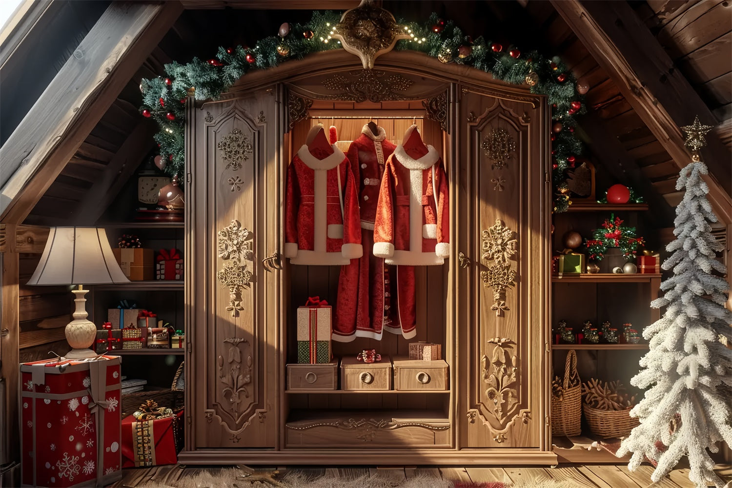 Toile de Fond Arbre de Noël et Garde-Robe du Père Noël BRP8-53