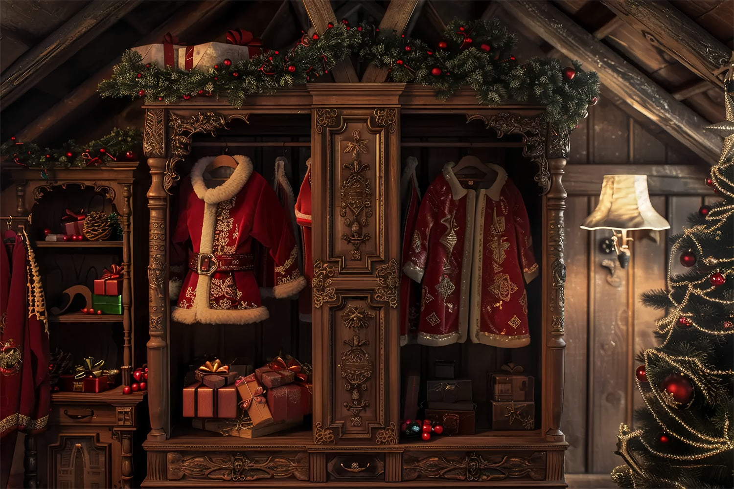 Toile de Fond Garde-Robe et Cadeaux du Père Noël BRP8-54