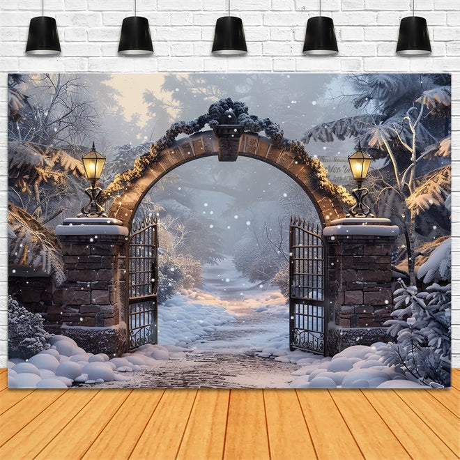 Toile de Fond Porte de la Forêt Hivernale de Noël BRP8-60