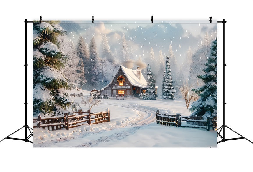 Toile de Fond Chalet Confortable sous la Neige de Noël BRP8-70