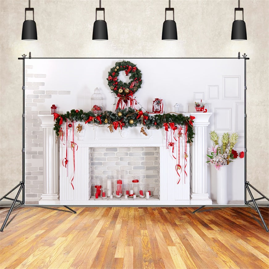 Toile de Fond Classique de Foyer Blanc de Noël BRP8-78