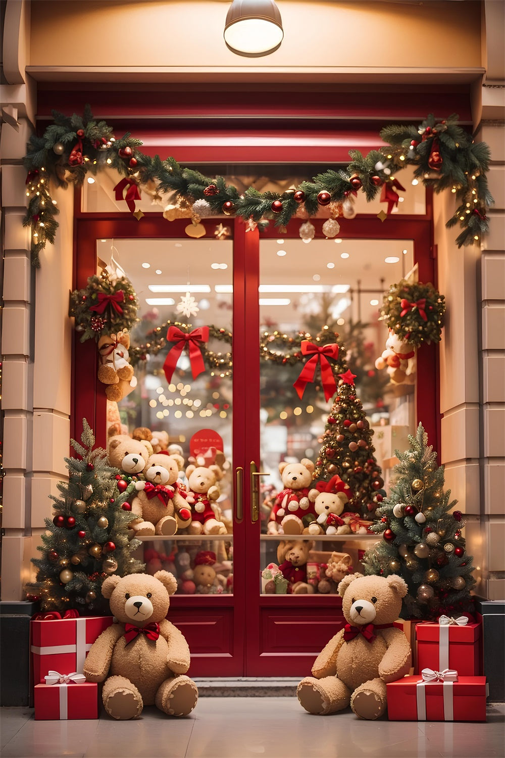 Toile de Fond Vitrine du Magasin d'Ours en Peluche de Noël BRP8-81