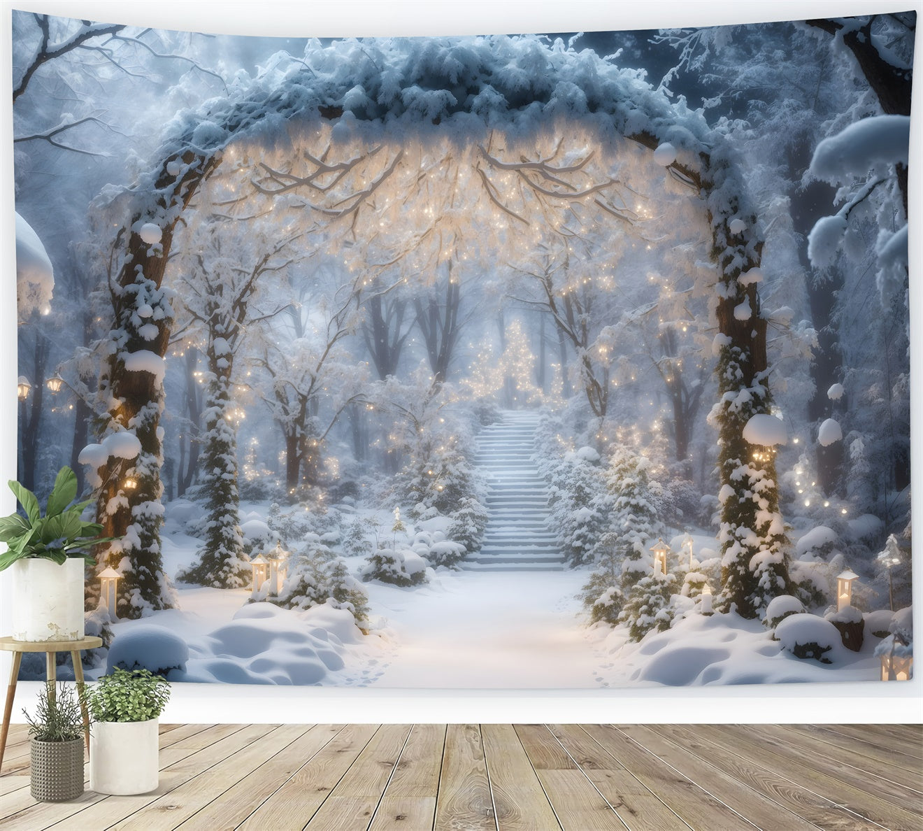 Toile de Fond Arche Enneigée Illuminée de Noël BRP8-86
