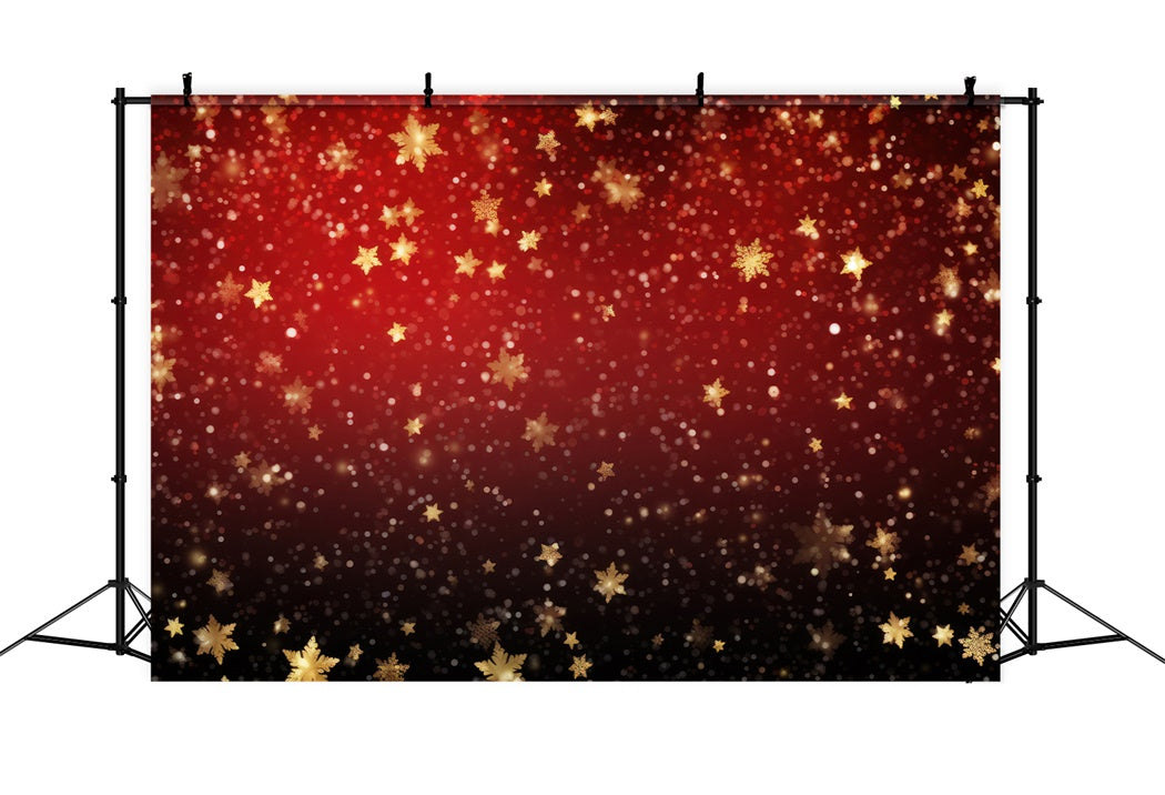 Toile de Fond Chute de Neige Dorée sur Fond Écarlate de Noël BRP8-88