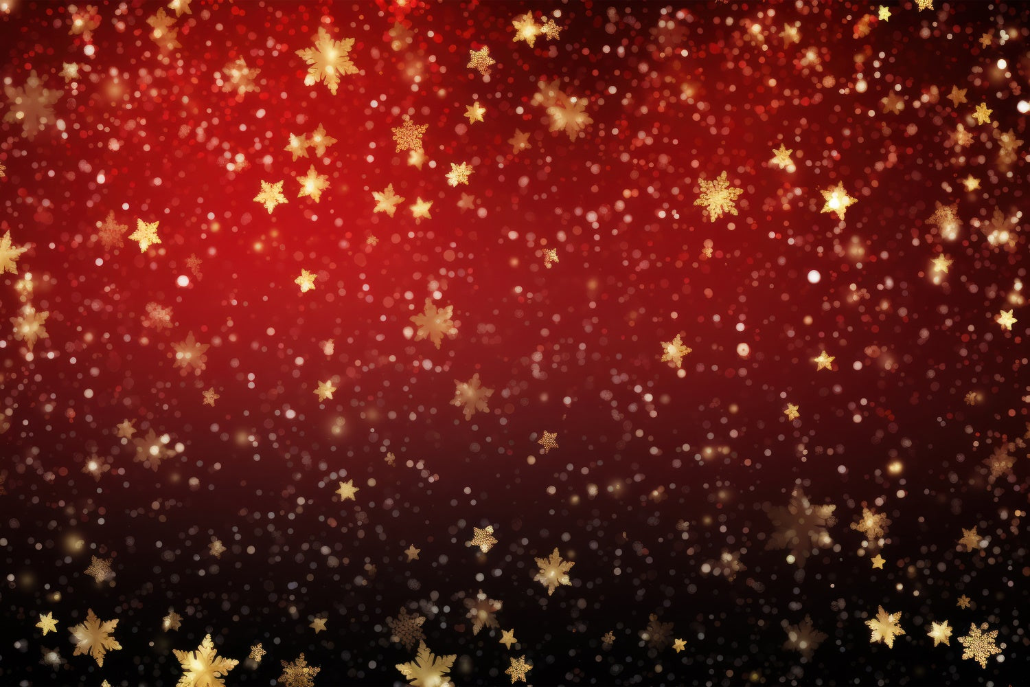 Toile de Fond Chute de Neige Dorée sur Fond Écarlate de Noël BRP8-88